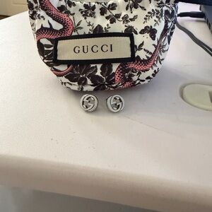 Gucci Silver Logo Earrings